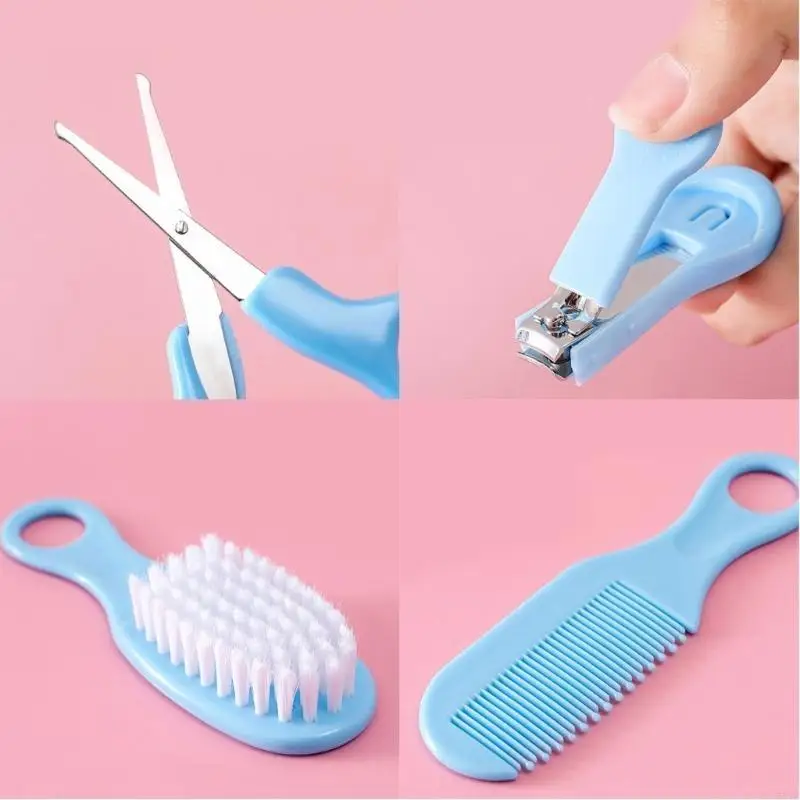 

A5YC 8-in-1 Infant Grooming Set Baby Health Care Essential Tools Includes Nasal Aspirator Brush Comb for Newborns Toddlers