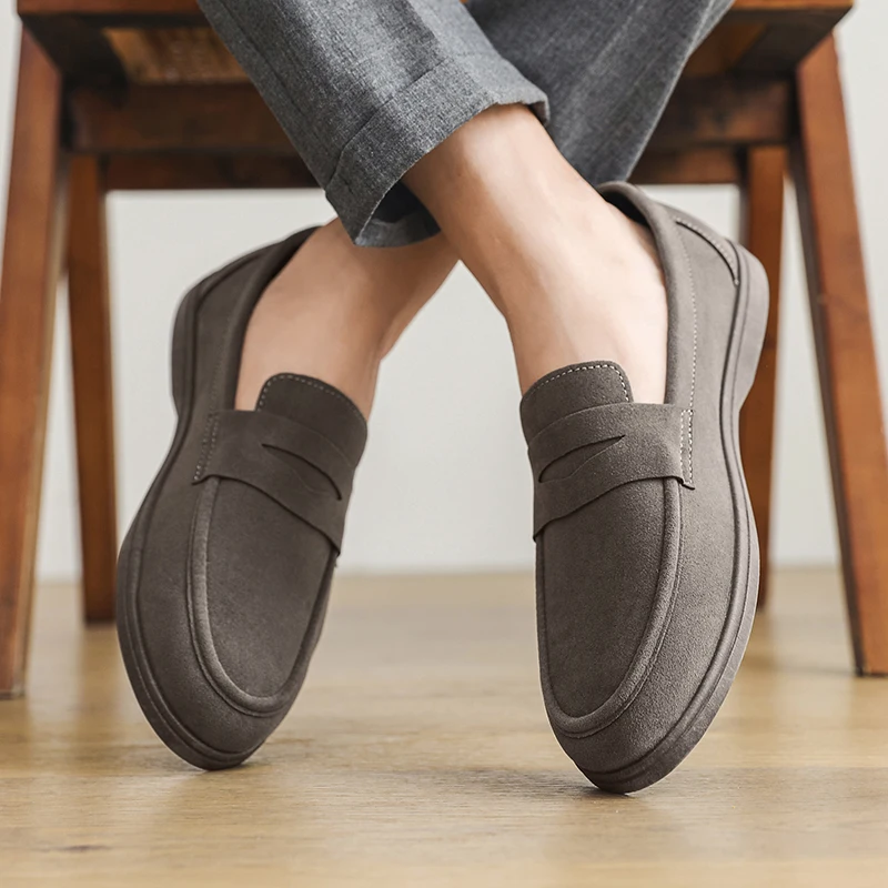 

Мужские лоферы для деловых поездок, повседневные дышащие замшевые туфли в стиле преппи, уличные нескользящие туфли для ежедневных прогулок и вождения