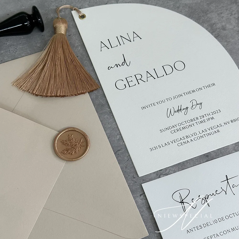 

Half Arch Custom Tassel Invitation Set Modern Simple Wedding Invitations Personalized Customization