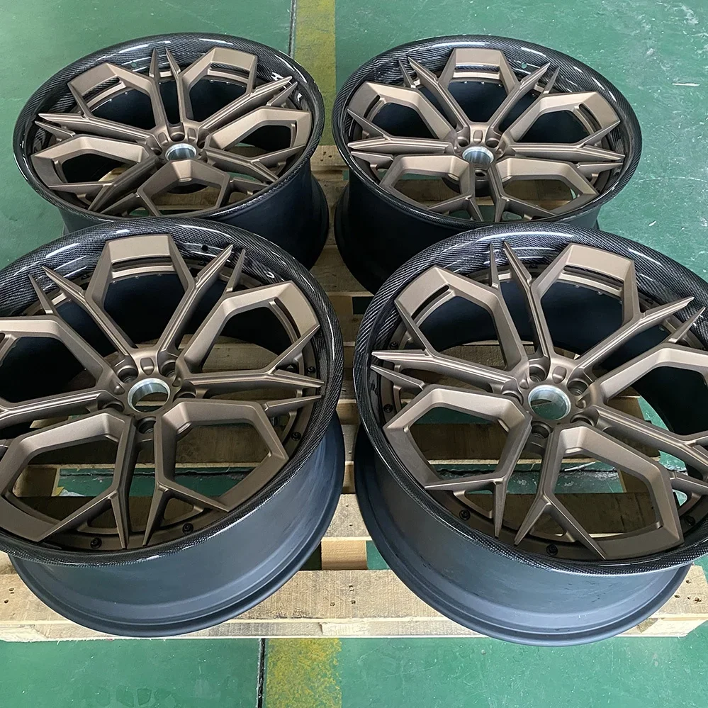 GVICHN Brand 6061-T6 aluminum alloy car wheels Lips covered with carbon fiber coating forged custom wheels