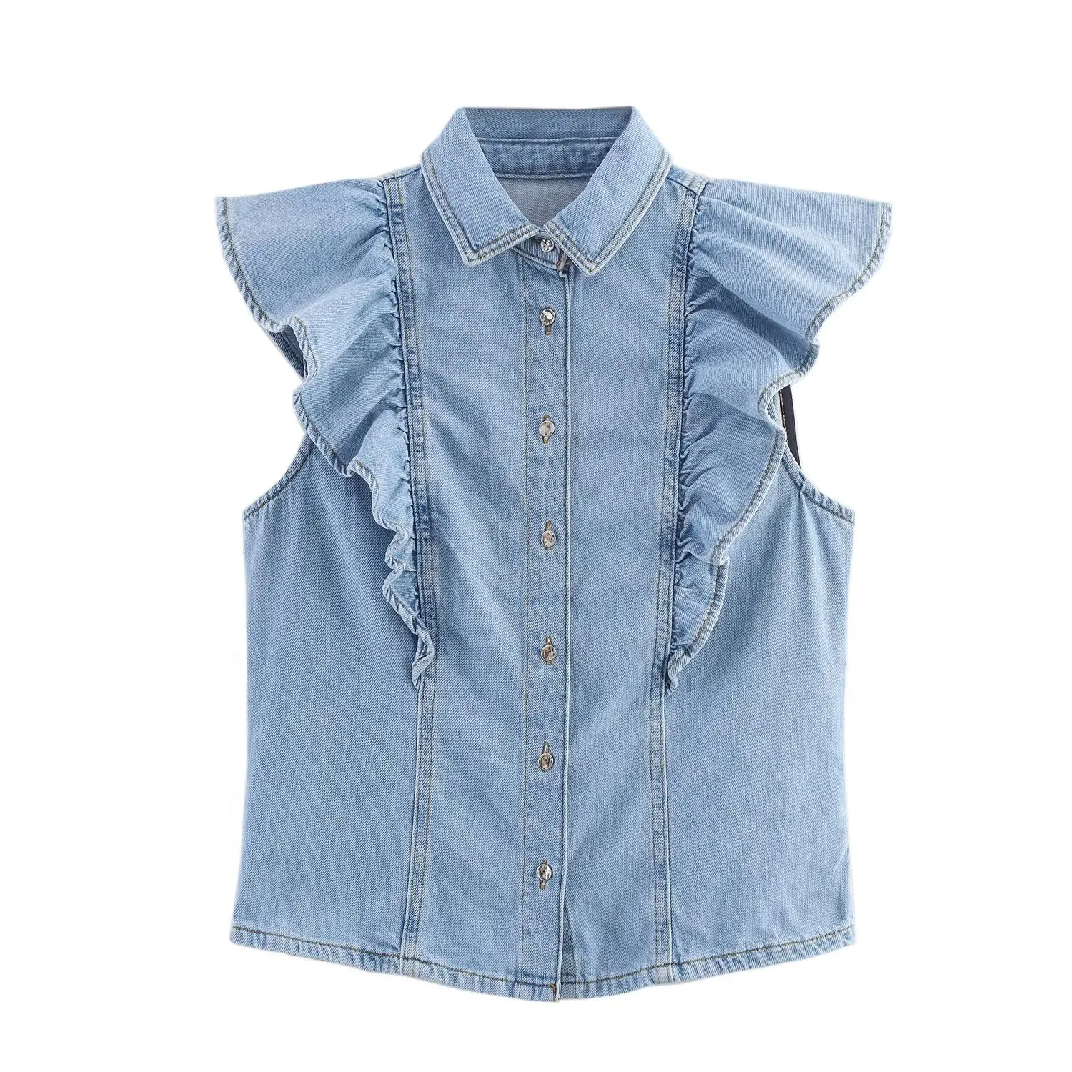 Setelan Jaket Denim Wanita dengan Sabuk dan Celana Jeans Berlapis Gaya Eropa dan Amerika untuk Musim Gugur.