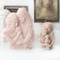 Virgin Mary Jesus Silicone Mold Candle Making Mother Baby Religious Family Crafting Tool for Home Decor Mother's Day Gift