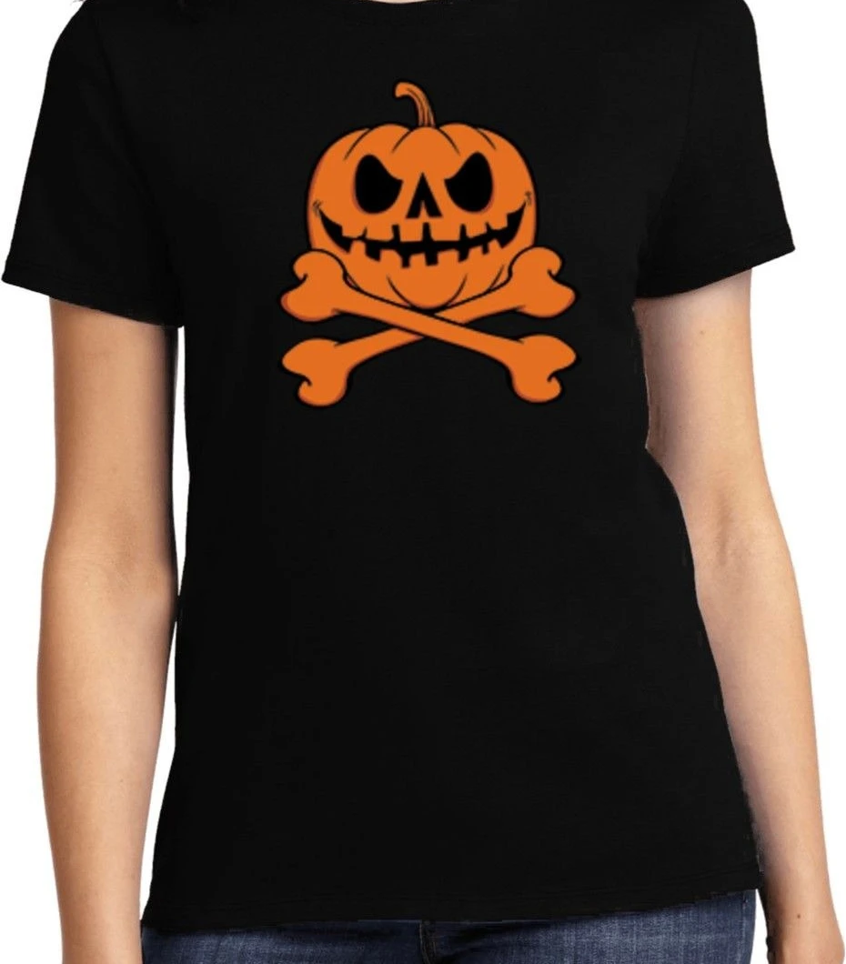

New Halloween Pumpkin Head Funny Print Pattern Street Loose and Comfortable Pure Cotton Short-sleeved T-shirt for Men and Women