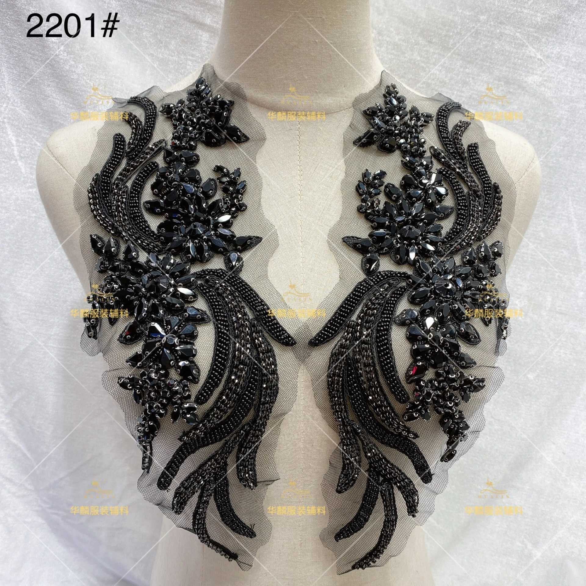 Tela de lujo hecha a mano con diamantes de imitación, Material de busto de graduación, vestido de noche con cuello en V, cuentas de tul, decoración