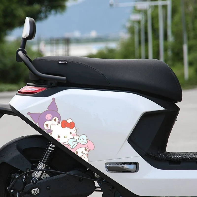 Cartoon Cute Car Sanrio Cartoon Stickers Kuromi Pocchacco Cinnamoroll Electric Motorcycle Covering Scratch Decorative Stickers