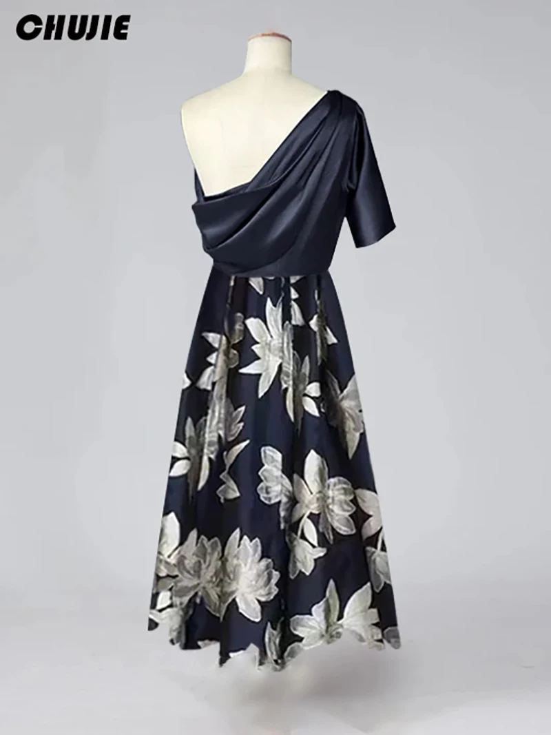 Flower Print Mother of The Bride Dress 2025 Prom Party Gowns Off Shoulder Women Wedding Guest Dresses Formal Evening Dress