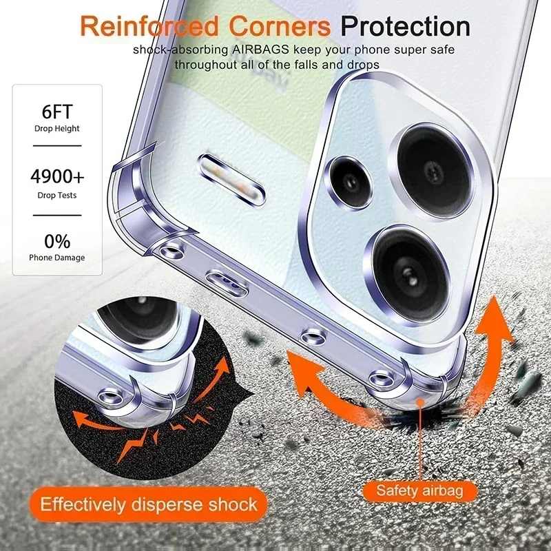 Xiaomi用の透明で耐衝撃性のシリコンケース,Redmi note 13,12 pro plus,pro,4g,5g用の超薄型透明ケース