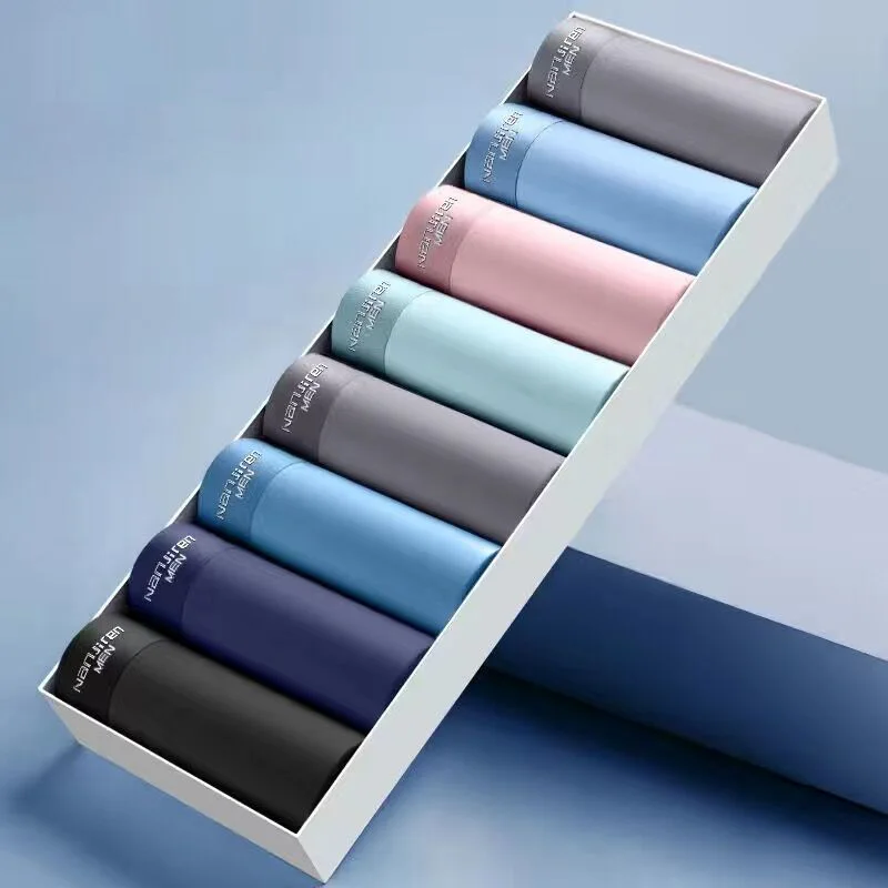 8pcs Boxers Men Boxer Underwear Ice Silk Comfortable Men's Underpants Breathable Panties thin Sexy Men BoxerShorts Plus Size 4XL