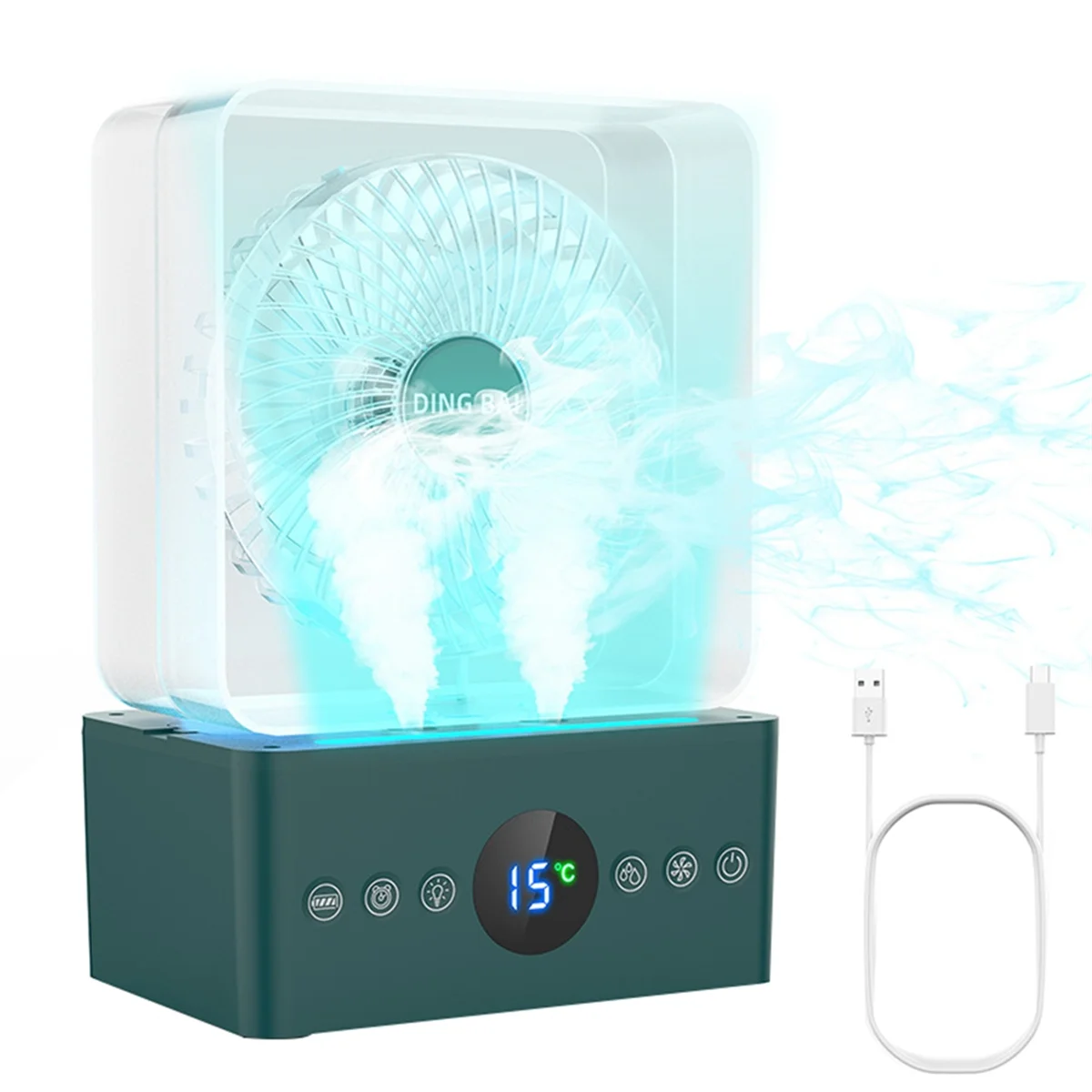 Portable Air Conditioner Fan with 3600mah , 3 Speed Evaporative Air Cooler with Humidifier Personal Cooling Unit