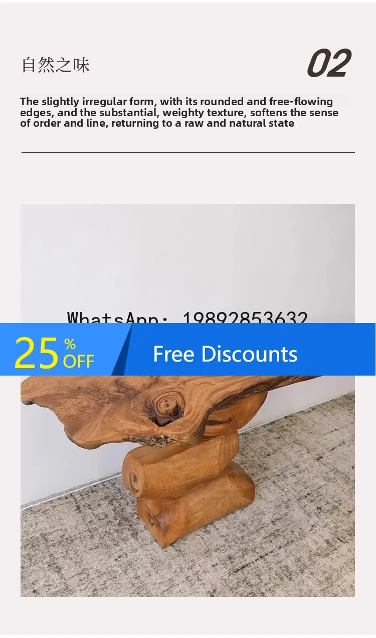 

FZ Wabi-Sabi Style Solid Wood Entryway Table Entryway Console Wall-Mounted End View Table Artistic Zen Side Table