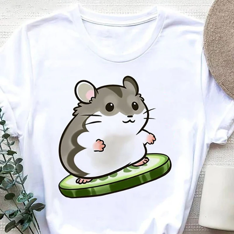 Cute Hamster Graphic T-shirt Cute Cartoon Print Casual Unisex T Shirt Summer New Fashion O-Neck Tshirt Streetwear Women/Men Tees