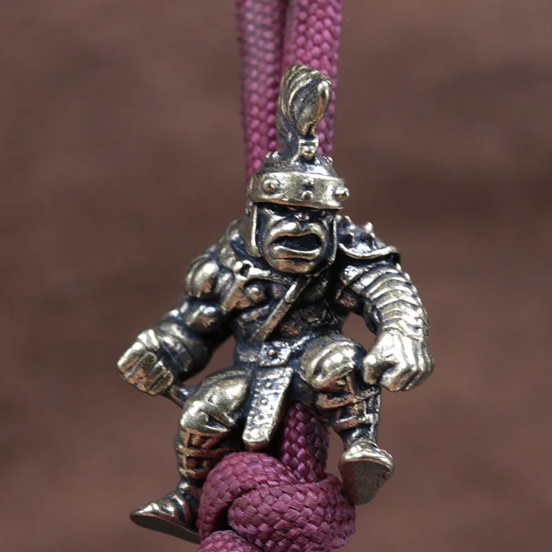 Orc Warrior Sculpture Brass Knife Beads EDC DIY Paracord Woven Bracelets Lanyard Pendants Accessories Outdoor Tool Hangings