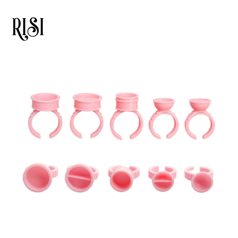 RISI-Ensemble de supports de palette de cils adhésifs roses, porte-colle de poulet, palette d'anneaux pour extension de cils, outils de pigment de tatouage