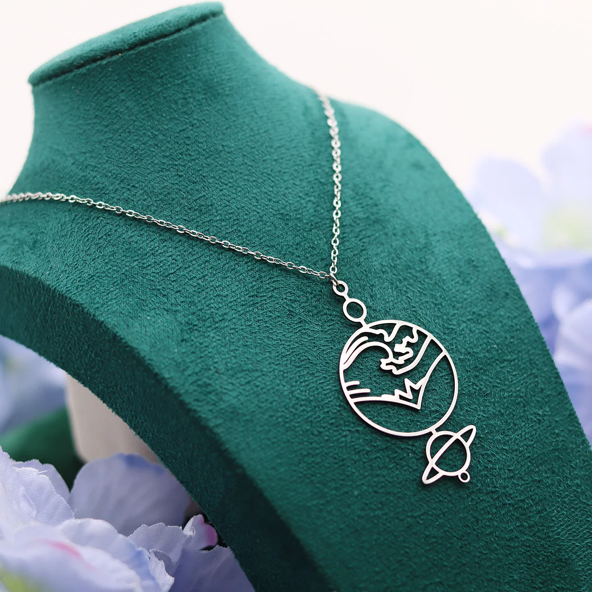 كينيتيال كوكب سماوي تحت عنوان قلادة قلادة النساء الفتيات الفولاذ المقاوم للصدأ الكون المختنق سلسلة عنق القلائد مجوهرات هدية #5