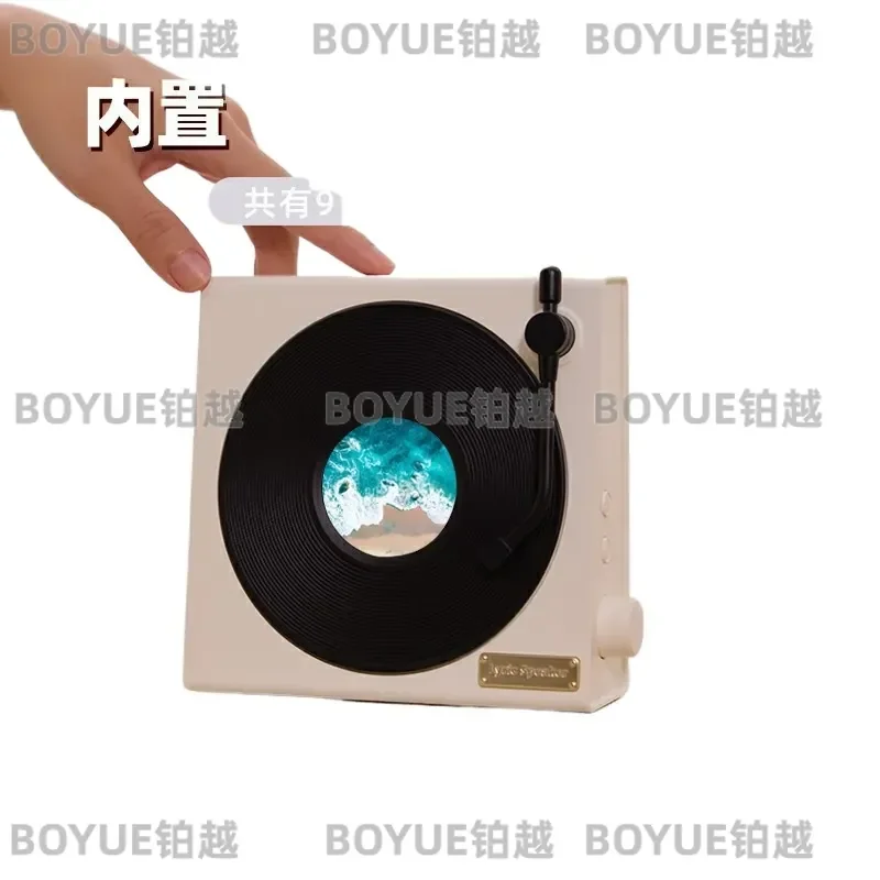 Retro Vinyl Record Bluetooth Speaker Floating Lyrics Desktop Clock High Fidelity Audio White Noise Machine Mini Decorative