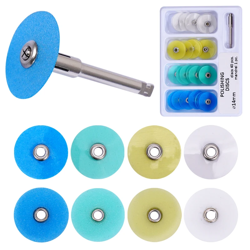40Pcs/Box Dental Composite Polishing Disc 14mm Sof-Lex Extra Thin Contouring Resin Polisher Disc for Contra Angle Handpiece