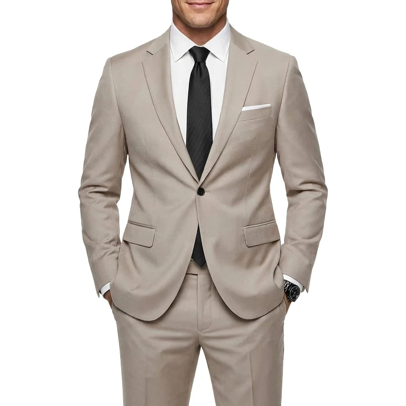 

Men's 2 Piece Slim Fit Suit, One Button Jacket Pants Suit Set For Men