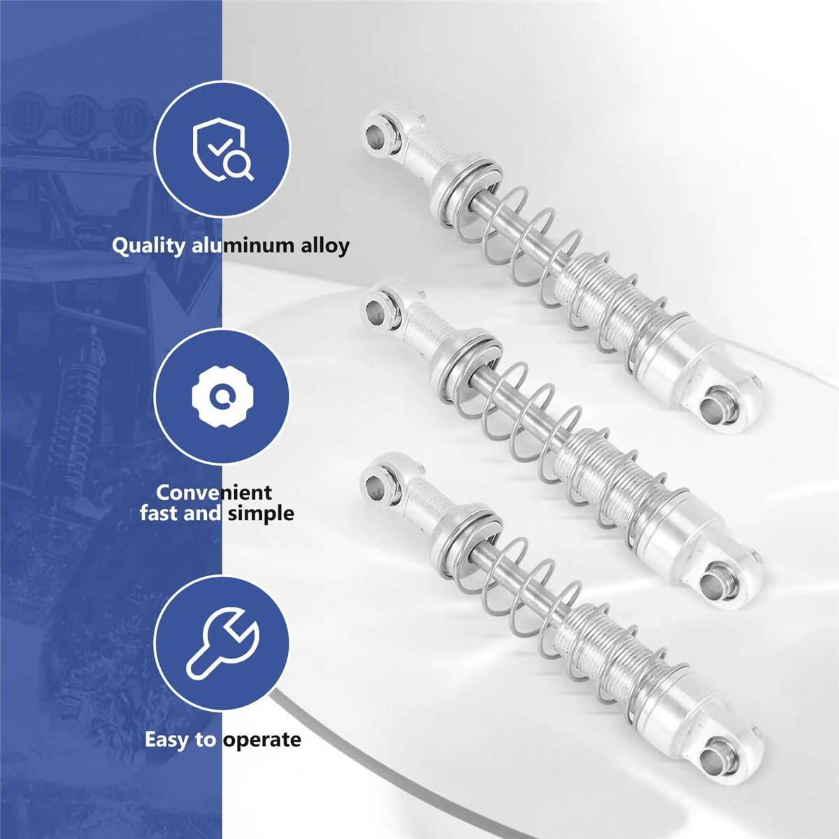 Amortiguador de Metal de 4 piezas para coche teledirigido, piezas de actualización plateadas para WPL, C14, C24, C34, MN, D90, D91, D96, D99, D99S, MN90, MN99S