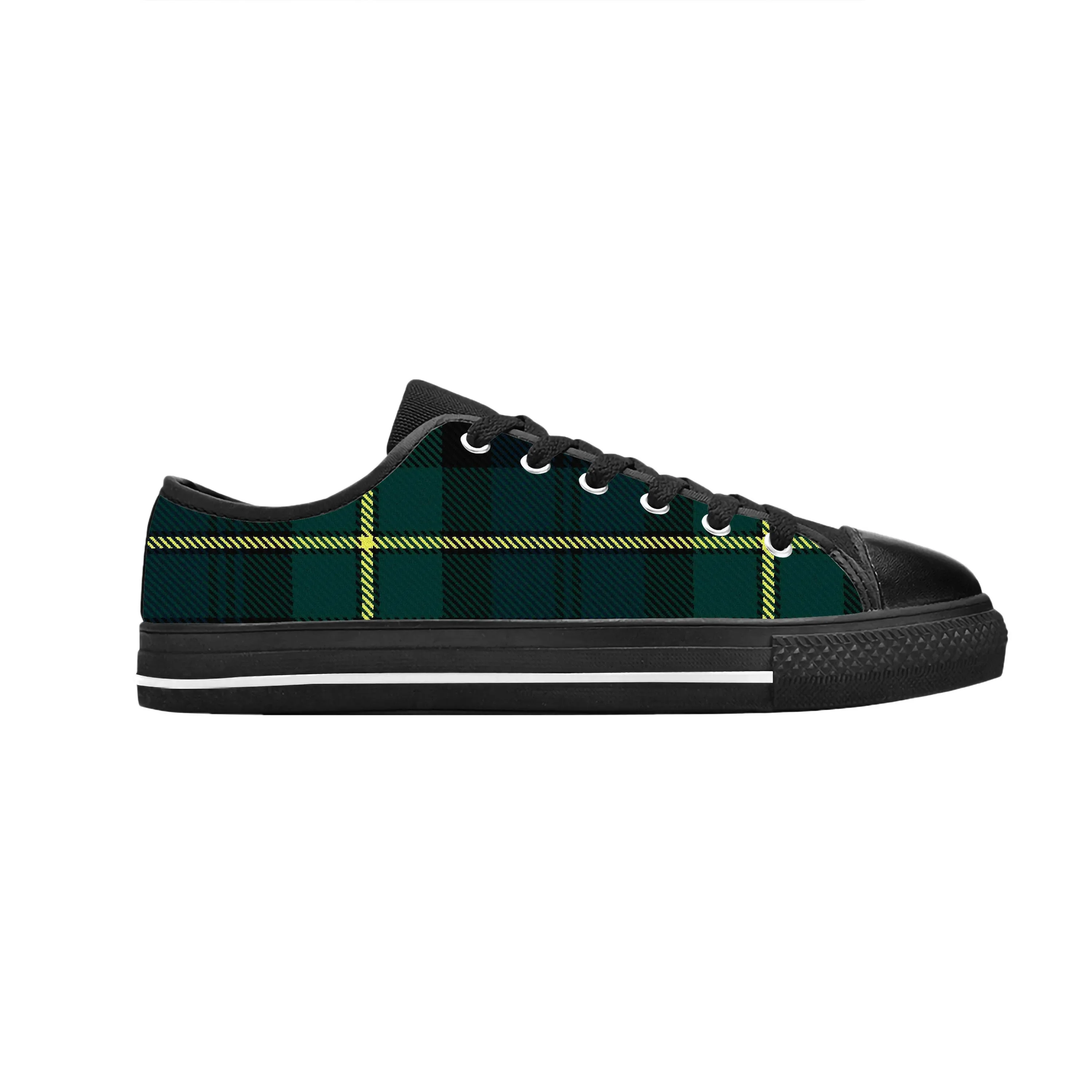 Sapatilhas Tartan Xadrez Britânico com estampa 3D masculina e feminina, sapato casual de pano baixo, confortável, respirável, escocês, clã Lewis, antigo