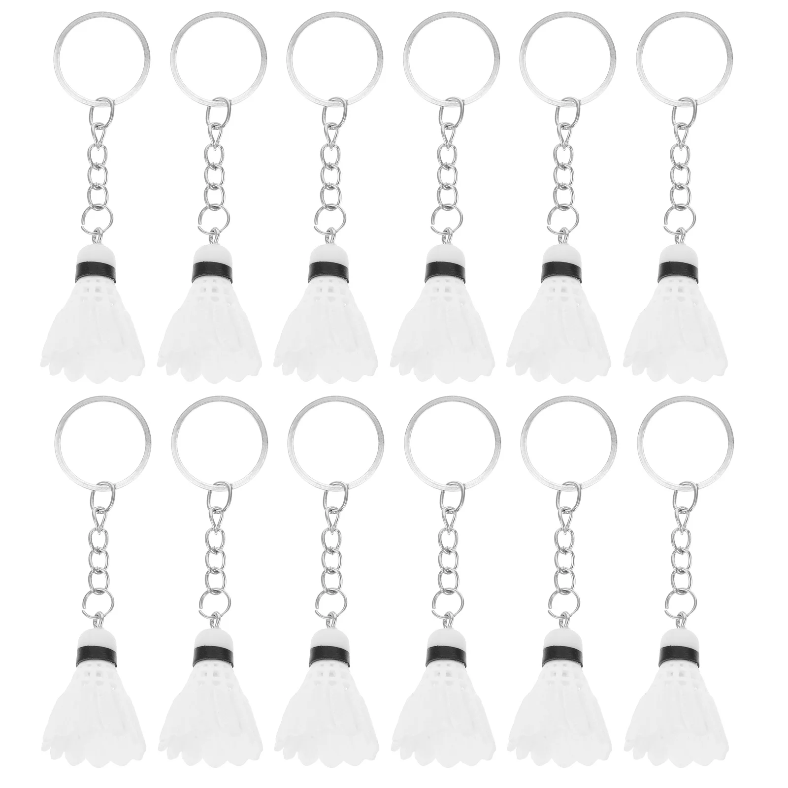 

12Pcs Mini Shuttlecock Key Ring Cute Sports Theme Pendant Lightweight Portable Car Keychain for Men Kids Bag Decor Simulation