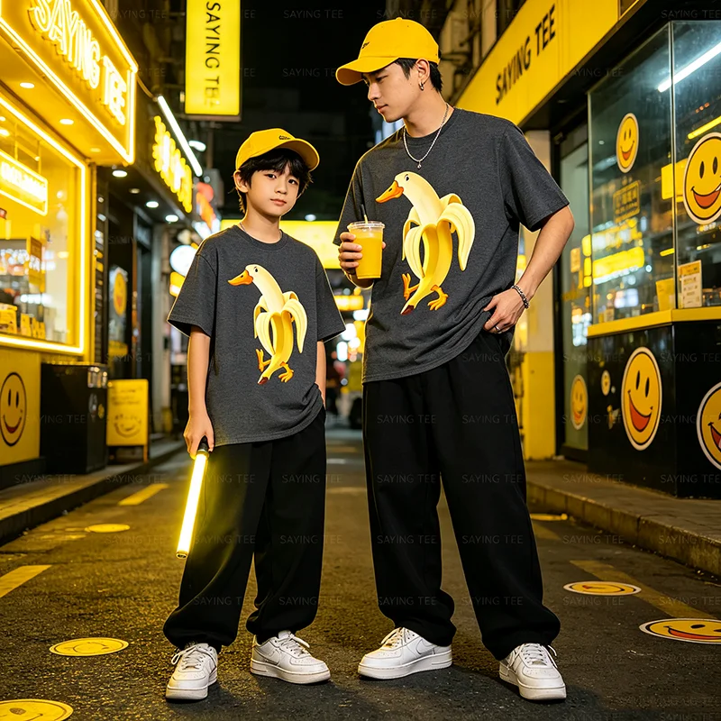 Lustiges Enten-in-Bananen-T-Shirt Y2K Tierliebhaber Bananen-Kleidung Neuartiges Geschenk Humor Enten-Kunst Grafik Streetwear Bekleidung Spruch-T-Shirt – Detail 3