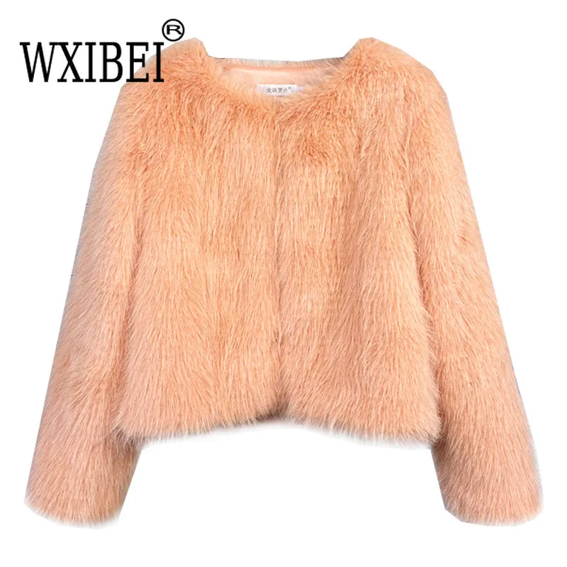 Women Imitation Faux Fur Coat Solid Color Plush Warm Jacket Loose Slim Fit Long Sleeve Thick Cardigan High Street 2024 Autumn