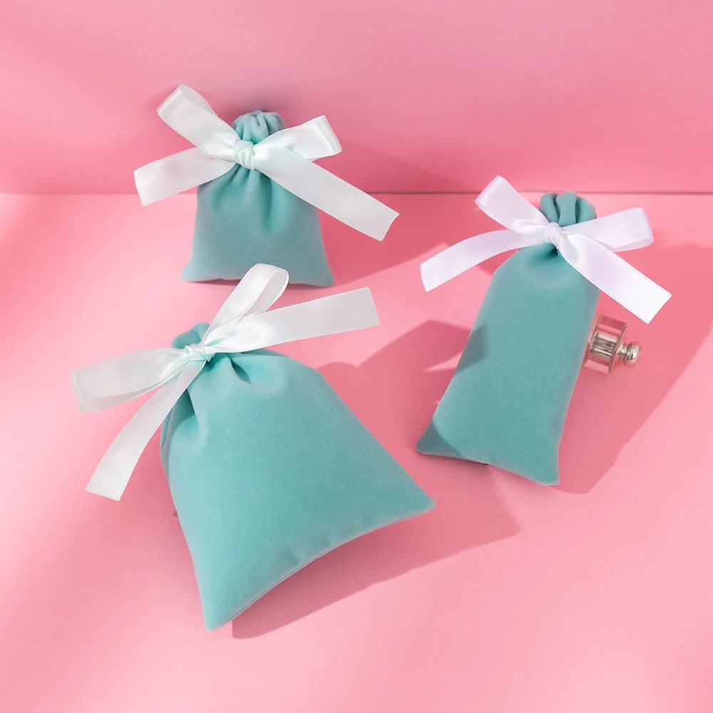 50 Stück Schmuckbeutel aus dickem Samt mit Kordelzug, Schleifenband, Kosmetiktasche, Schlüsselanhänger, Uhrenarmband, Hochzeits-Süßigkeitenbeutel, Sonnenbrillen-Aufbewahrung – Detail 5