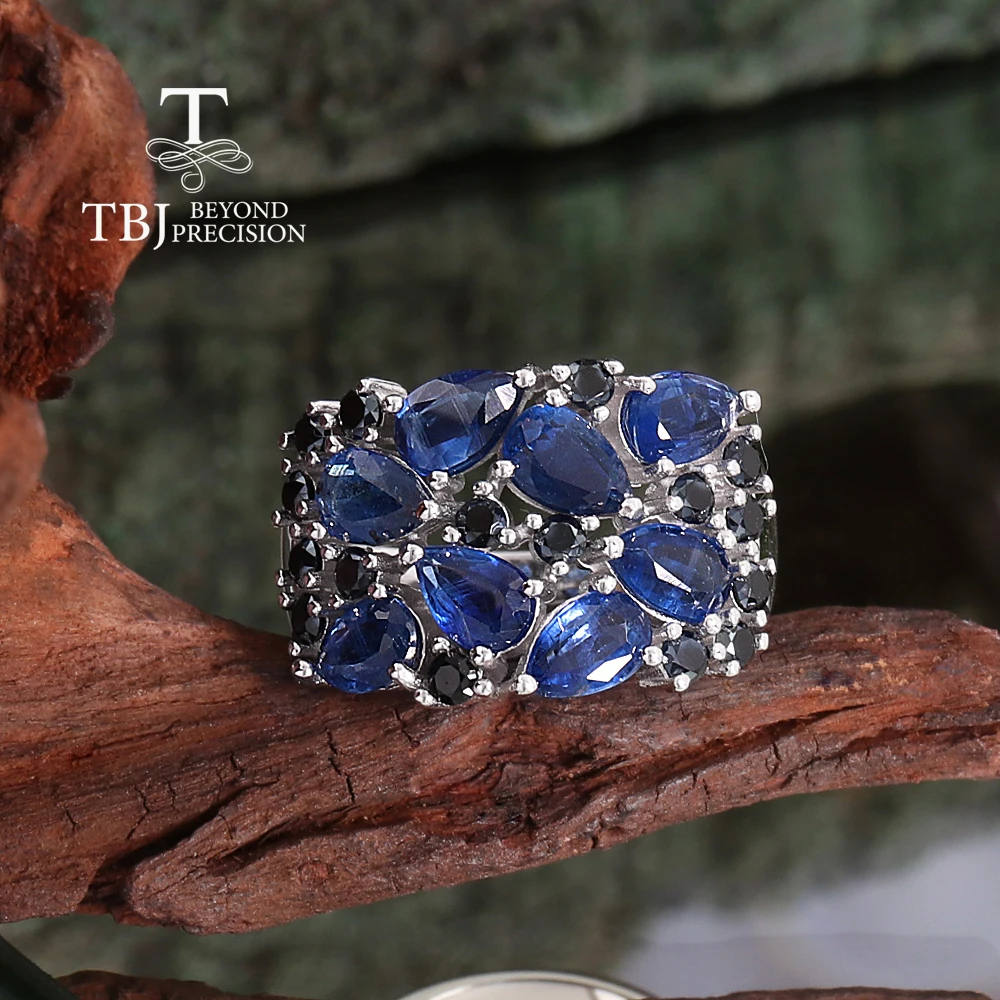 

Noble Natural kyanite ring pear 4*6mm real Gemstones 925 sterling silver Romantic jewelry for women's Engagement birthday gifts