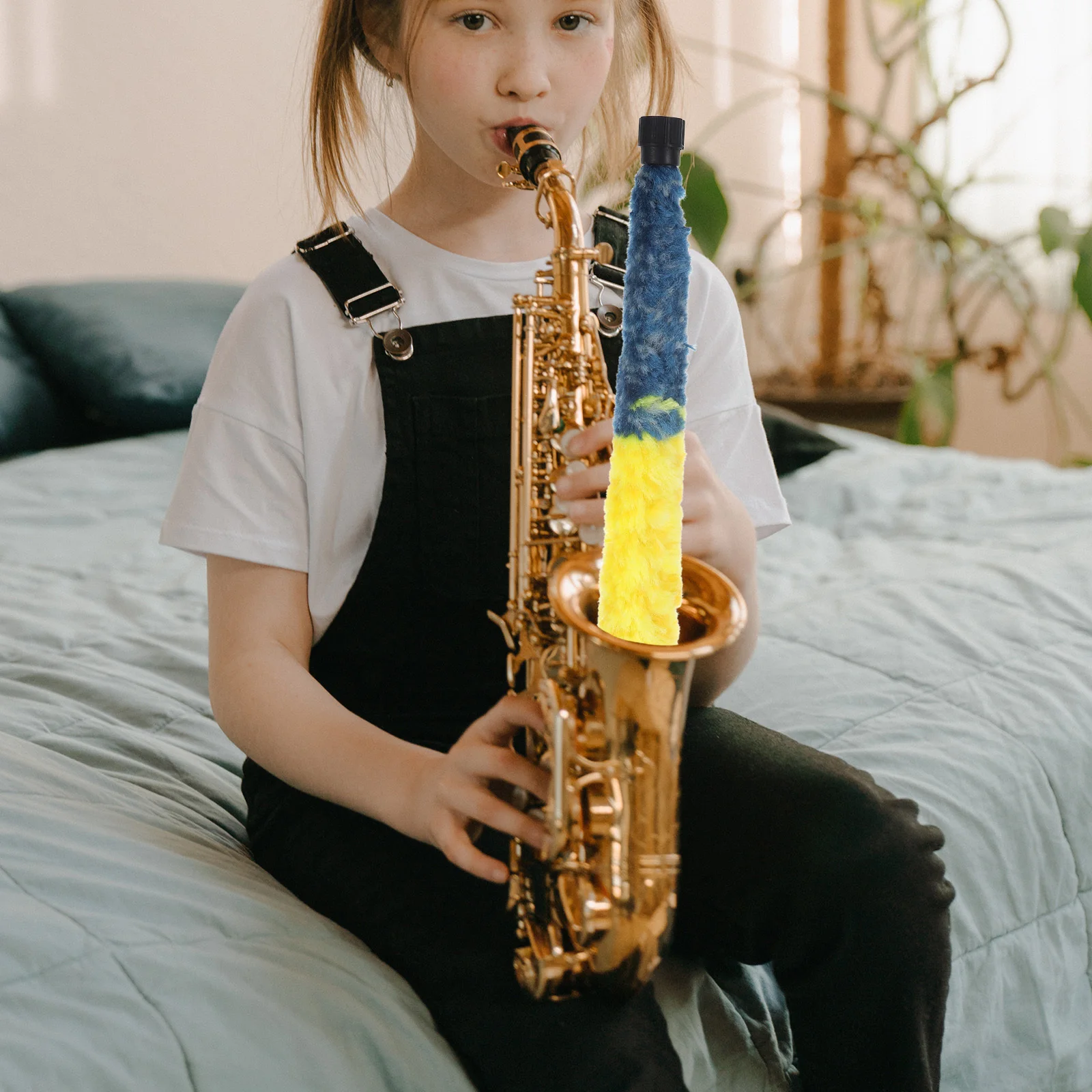 Spazzola per la pulizia del sassofono Materiali di alta classe Durevole portatile per mantenere il sax Strumento per la cura Spazzola morbida e densa Detergente per sax per capelli