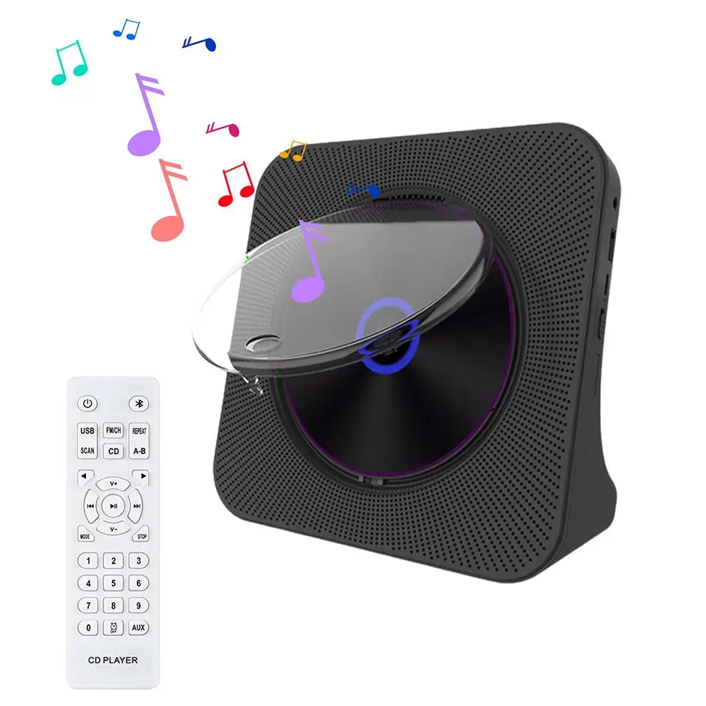 Portable Home CD Player Fm Radio Wall Mountable Retro Bluetooth-compatible Music Disc Album Bluetooth Boombox and LED Screen New