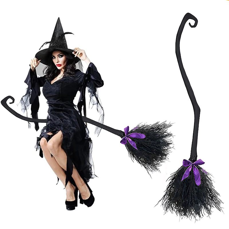 دعائم الهالوين، مكانس الساحرة، إكسسوارات أزياء الهالوين، دعائم لعب الأدوار الساحرة، تستخدم لمستلزمات حفلات الهالوين #4