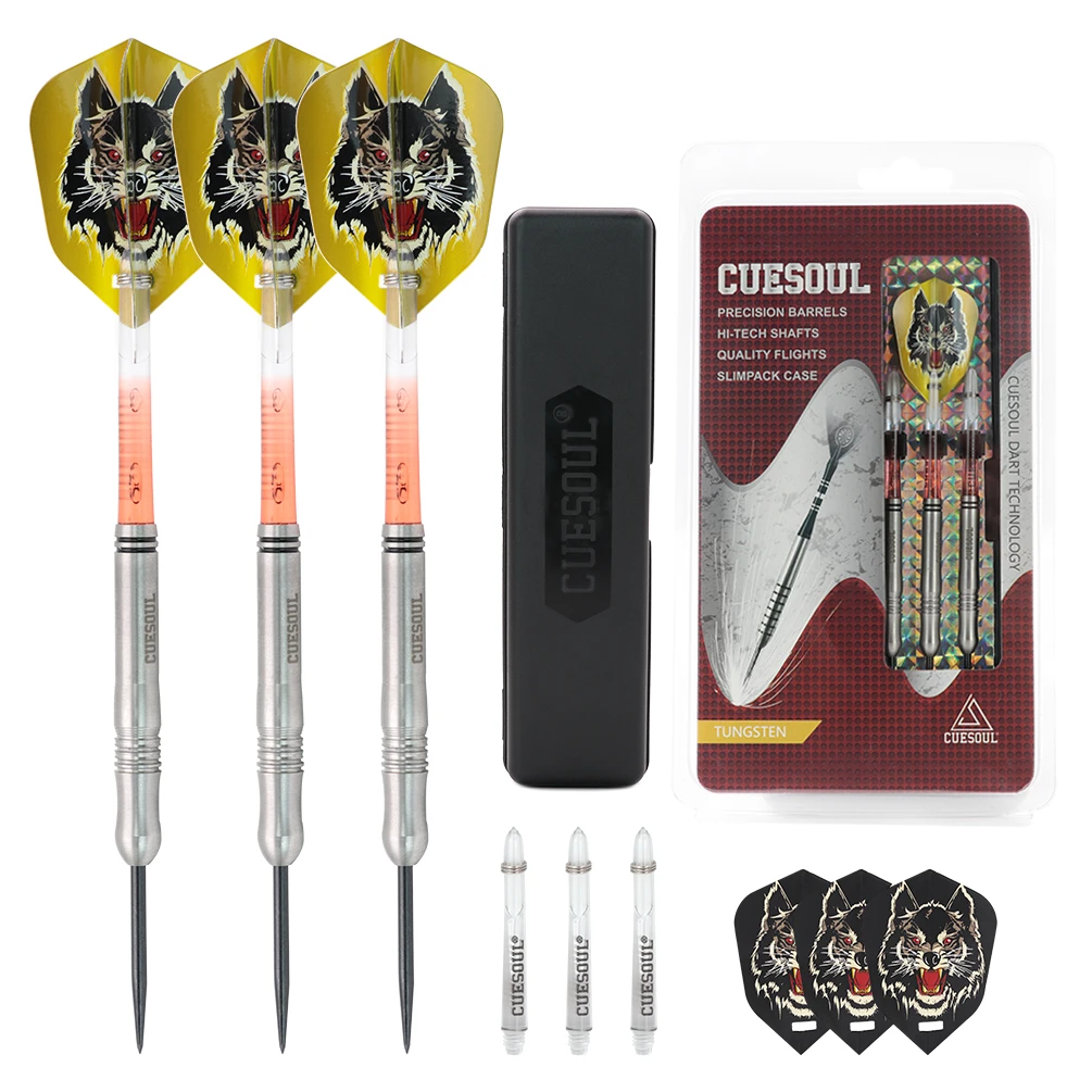 CUESOUL 90% Tungsten Steel Tip Dart Set 21g Dart Barrel Weight Professional Steel Tip Darts 3 pieces