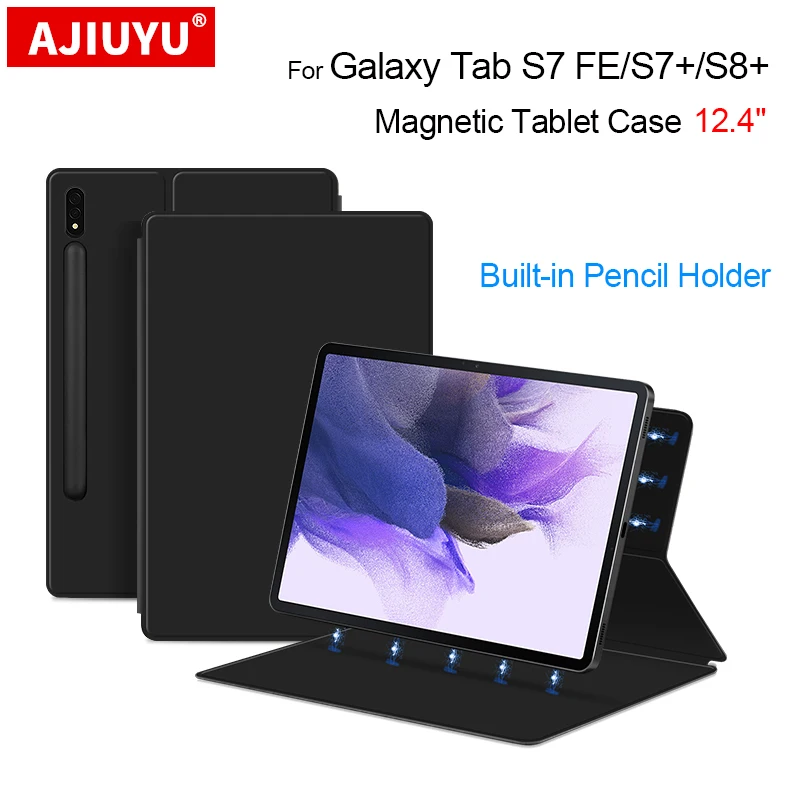 

Magnetic Tablet Case For Samsung Galaxy Tab S7 FE S7 Plus 12.4" S8 Plus SM-X800 X806 T970 T735 With Built-in Pencil Holder Cover