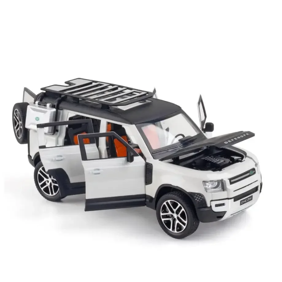 รถโมเดลโลหะรุ่น City Land Defenders Rovers สเกล 1:24 พร้อมไฟและเสียง รถไดแคสต์แบบดึงหลัง รถออฟโรด ของเล่นโลหะผสม