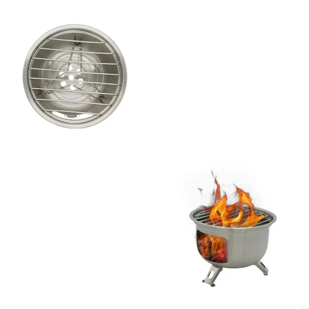 

Easy to Carry Mini Backpacking Burning Stove Stainless Steel Charcoal Grill Efficient Picnics Cooking Equipment B03E