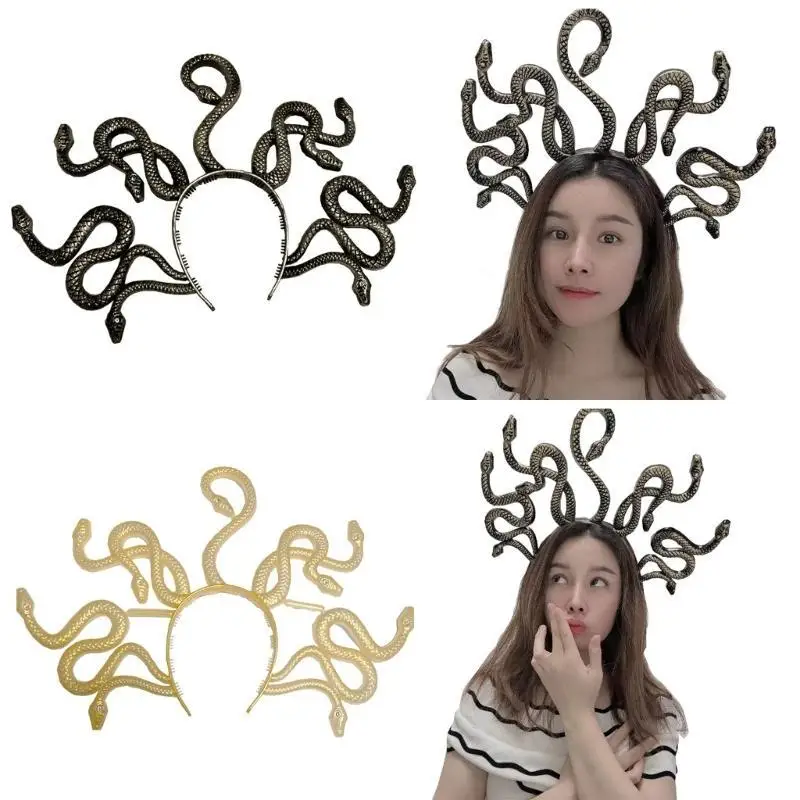 39BD Resin Snake Hair Hoop Snake Cosplay Headband Vintage Medusas Party Prop for Girl