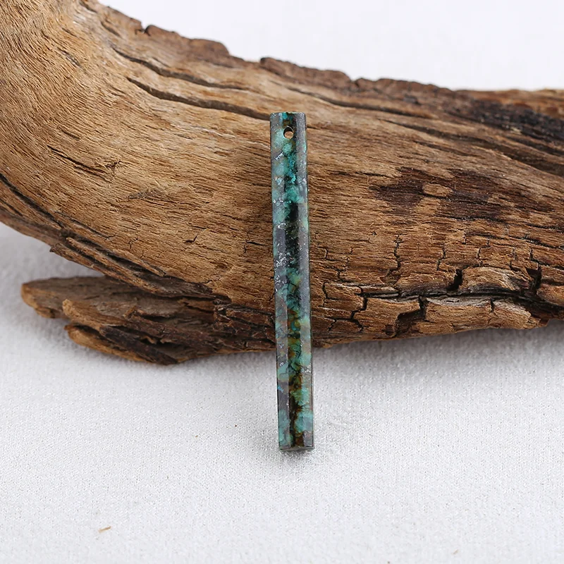 Natural African Turquoise  Long Strip Pendant Beads for Jewelry Making, Handmade Natural stones beads