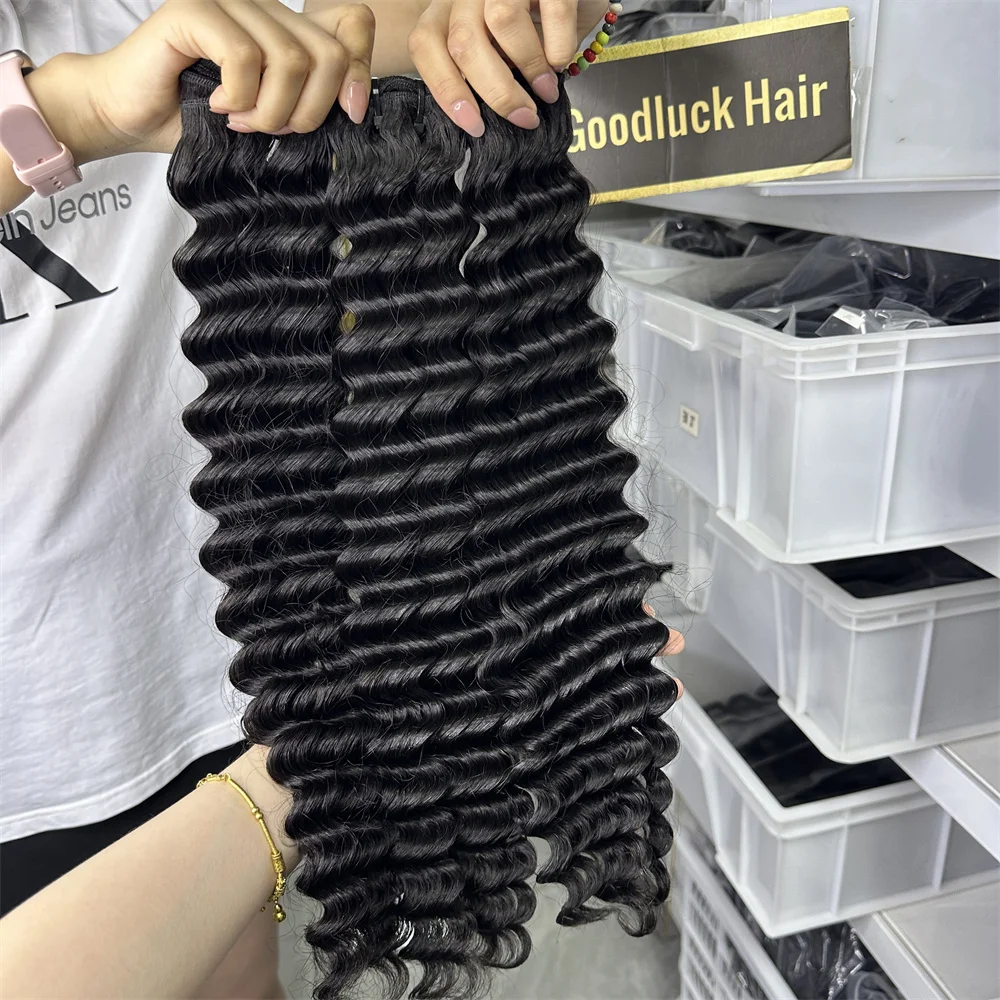 

Наборы волос Deep Wave натурального цвета, 100% натуральные волосы Remy, 100 грамм в наборе, для быстрого наращивания, Millionaire Queen