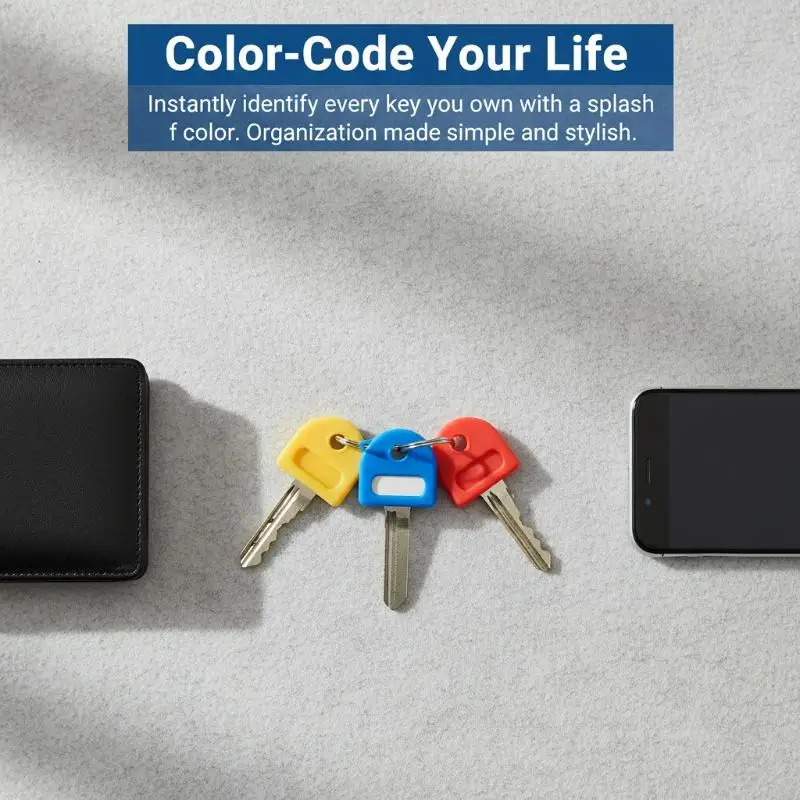 20Pcs Elastic Rubber Colored Key Caps Covers Flexible Key Identifier Protector for Office Building Storage