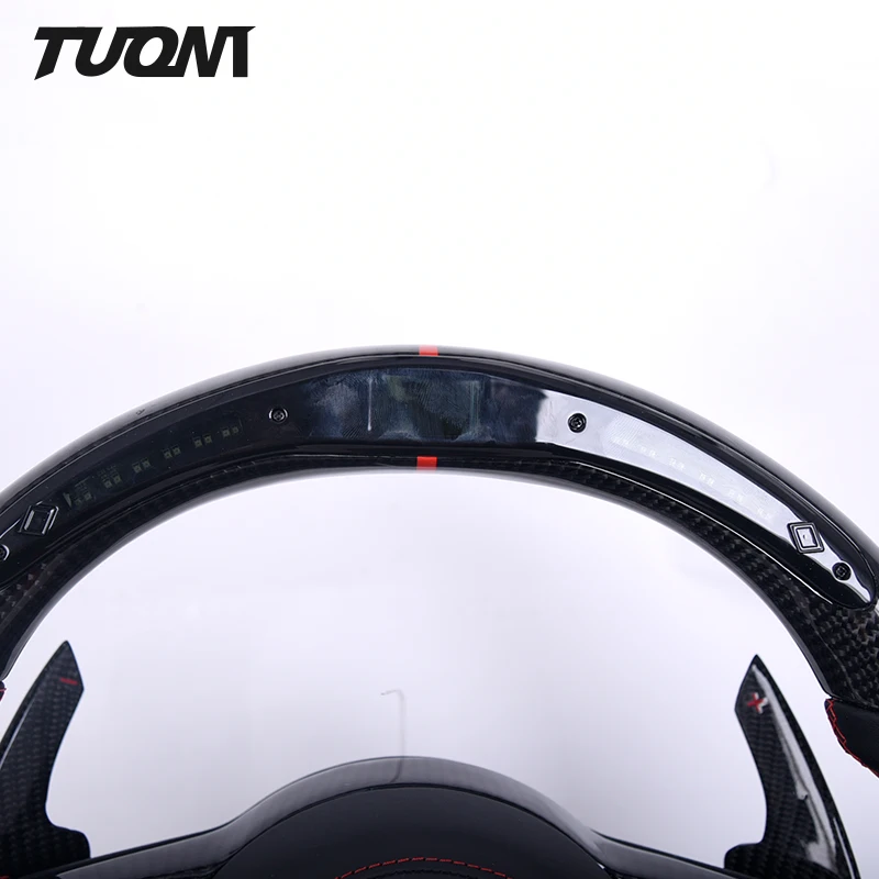 For Volkswagen MK7 MK6 Golf 7 GTI R R-Line LED Display Black Smooth Leather Carbon Fiber Car Steering Wheel