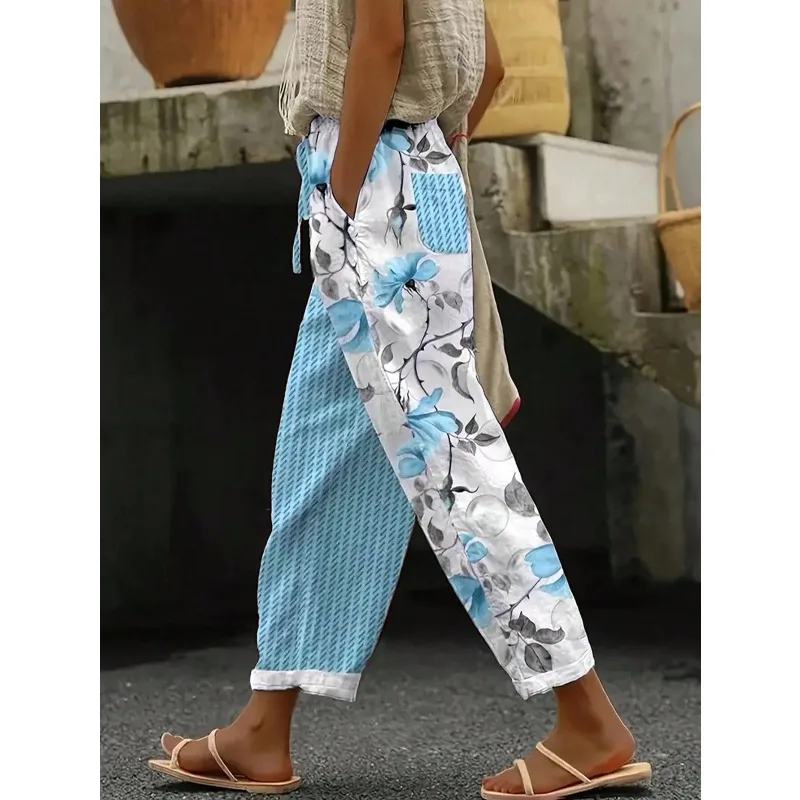 حجم كبير 1XL-5XL المرأة نمط السراويل العصرية المطبوعة سراويل تقليدية مطبوعة المرأة ركاب الشارع نمط سراويل تقليدية