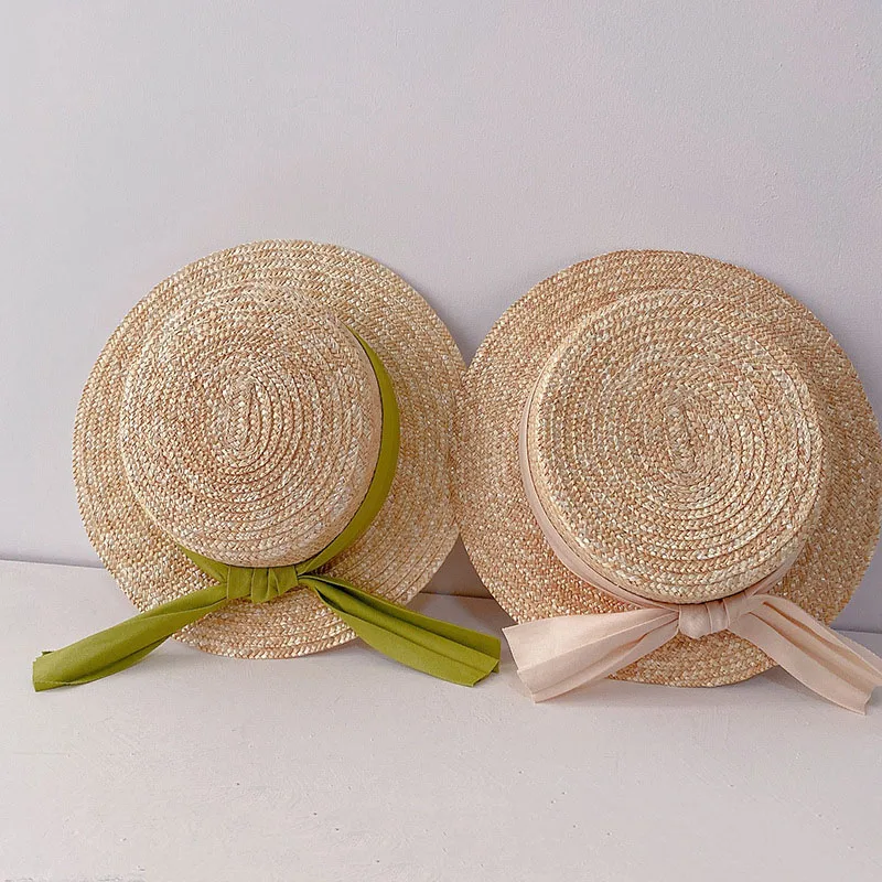 Korea Baby Straw Hat 2024 Kids Sun Hats Sun Protection Caps Children Panama Caps Kids Outdoor Travel Beach Caps