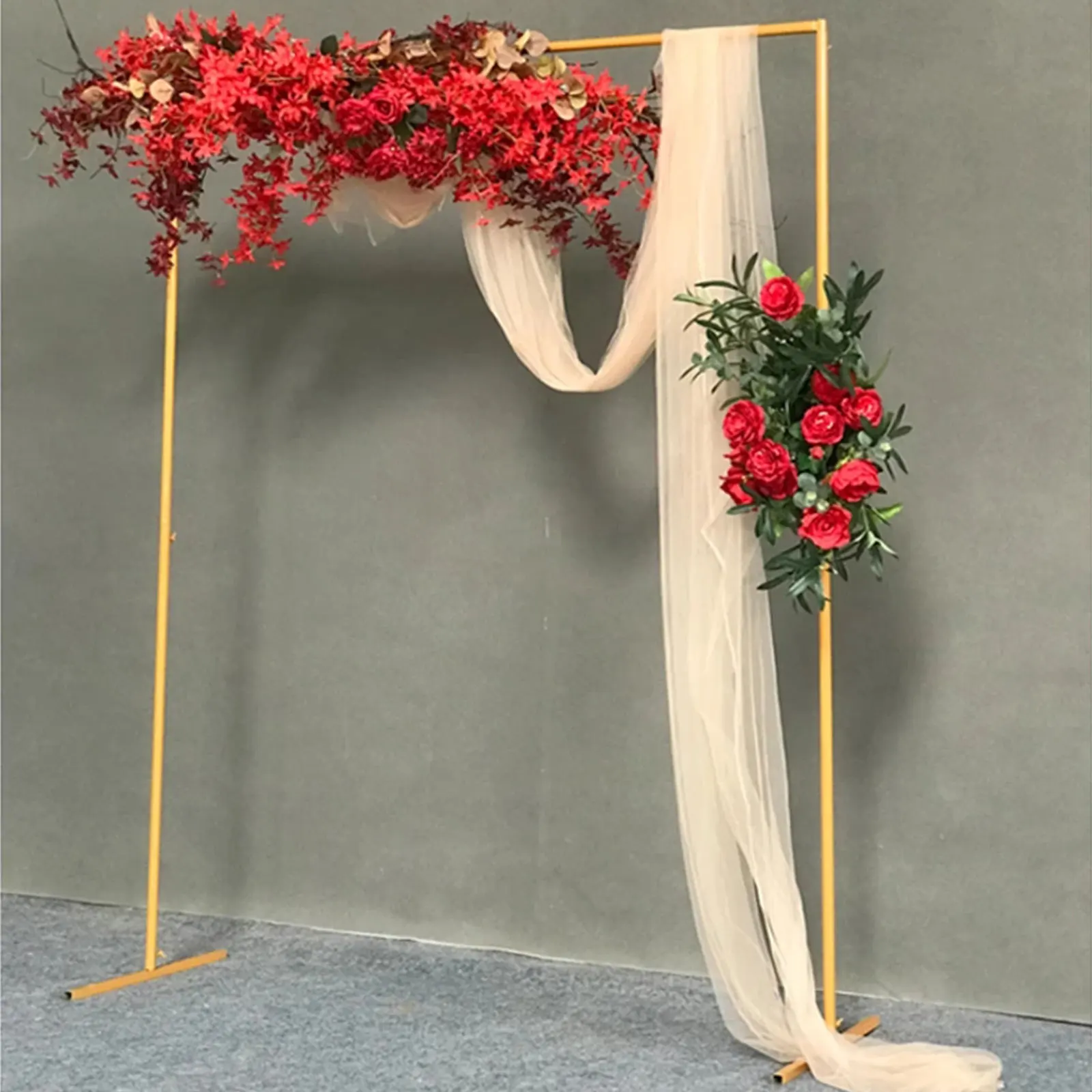 2*2.1M/78.74*82.87 Inch Wedding Arch Metal Flower Balloon Frame Wedding Golden Arch Birthday Decoration Frame