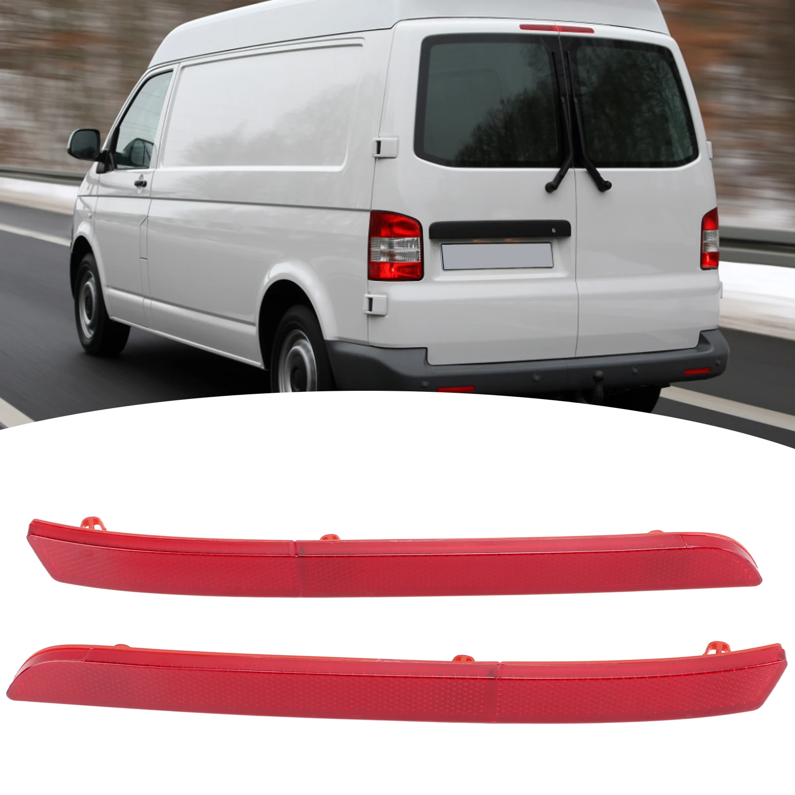Pair Left Right Rear Bumper Reflector Red 7E0945105 Replacement for VW Transporter T5 T6 2012‑2016