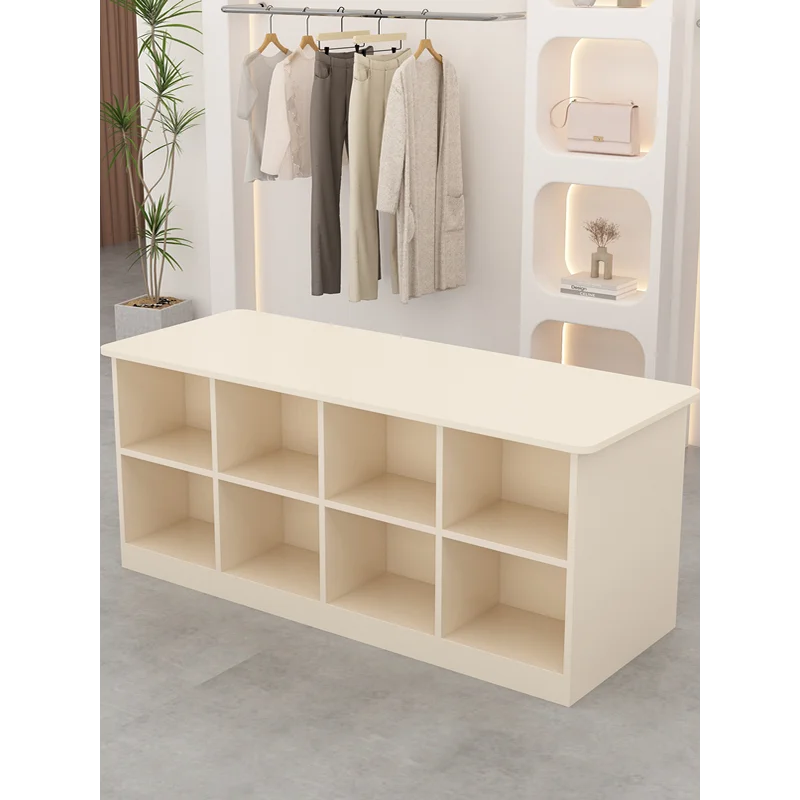Clothing store Nakajima display cabinet double-sided Nakajima platform 6 grids 8 grids cream wind Nakajima table display table