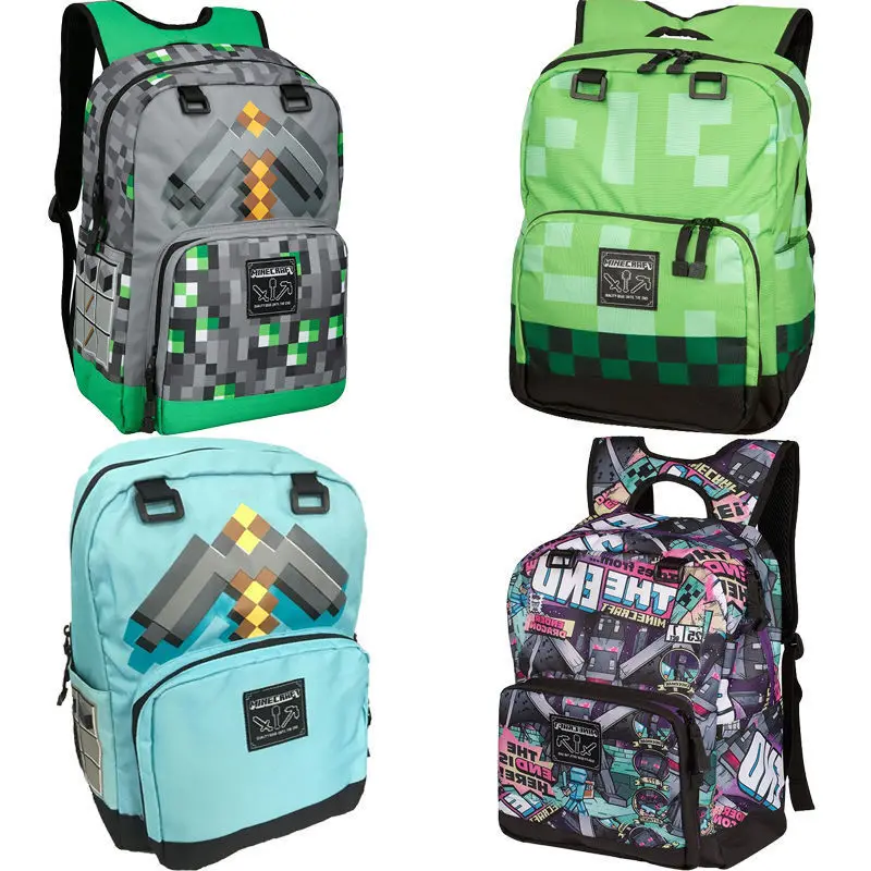 Mc Game My World Backpack Students School Backpack Coolies Afraid Of Dragons Cartoon Mosaic Anime Backpack School Bags