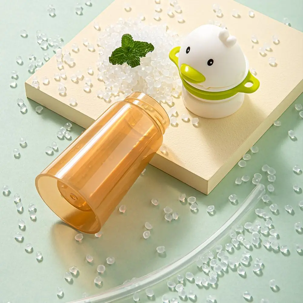 ฝาขวดน้ำเด็ก ลายการ์ตูนเป็ด พร้อมสายสะพาย ฝาปิดขวดซิลิโคนพร้อมหลอดดูดน้ำ ฝาปิดแบบหมุน