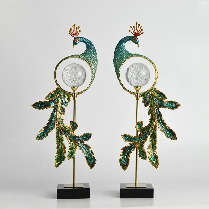 Creative Enamel Peacock Ornament with Crystal Accents Elegant European Style Home Decor for Living Room Entrance Display