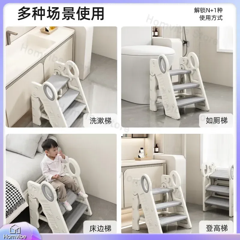 Foldable Kids Step Stool Baby Wash Hand Foot Pedal Heightened Children Toddler Learning Tower Kitchen Bathroom Safety Chair