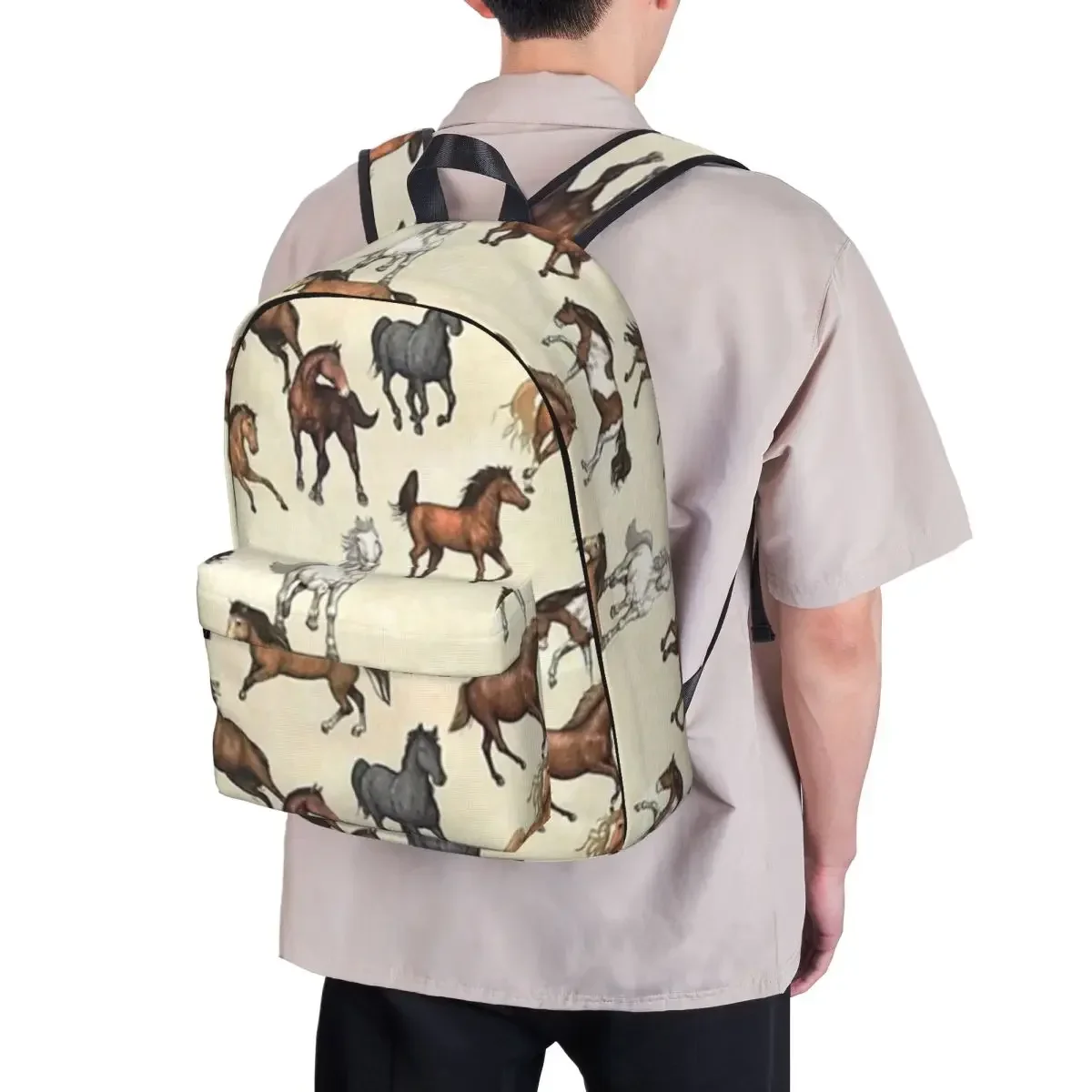 Sunset Horse Pattern Backpacks Student Book bag Shoulder Bag Laptop Rucksack Waterproof Travel Rucksack Children School Bag